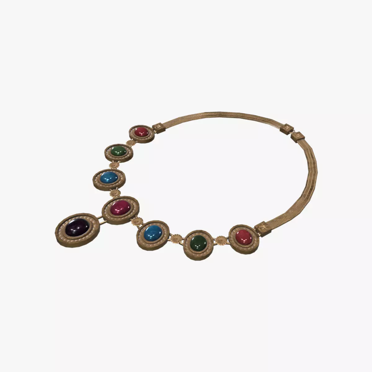 Medieval Necklace V02 Low-poly 3D model_0