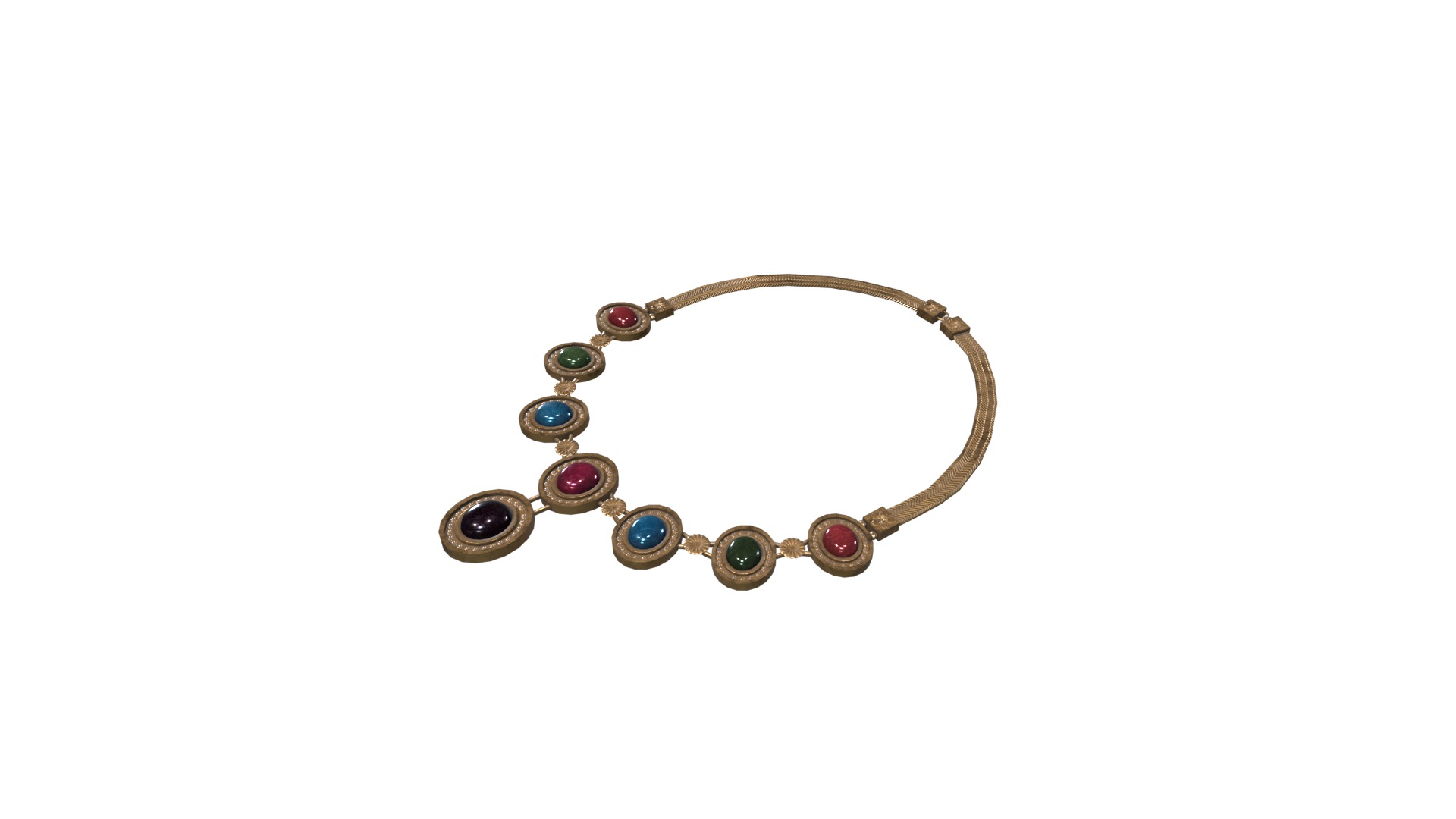 Medieval Necklace V02 Low-poly 3D model_8