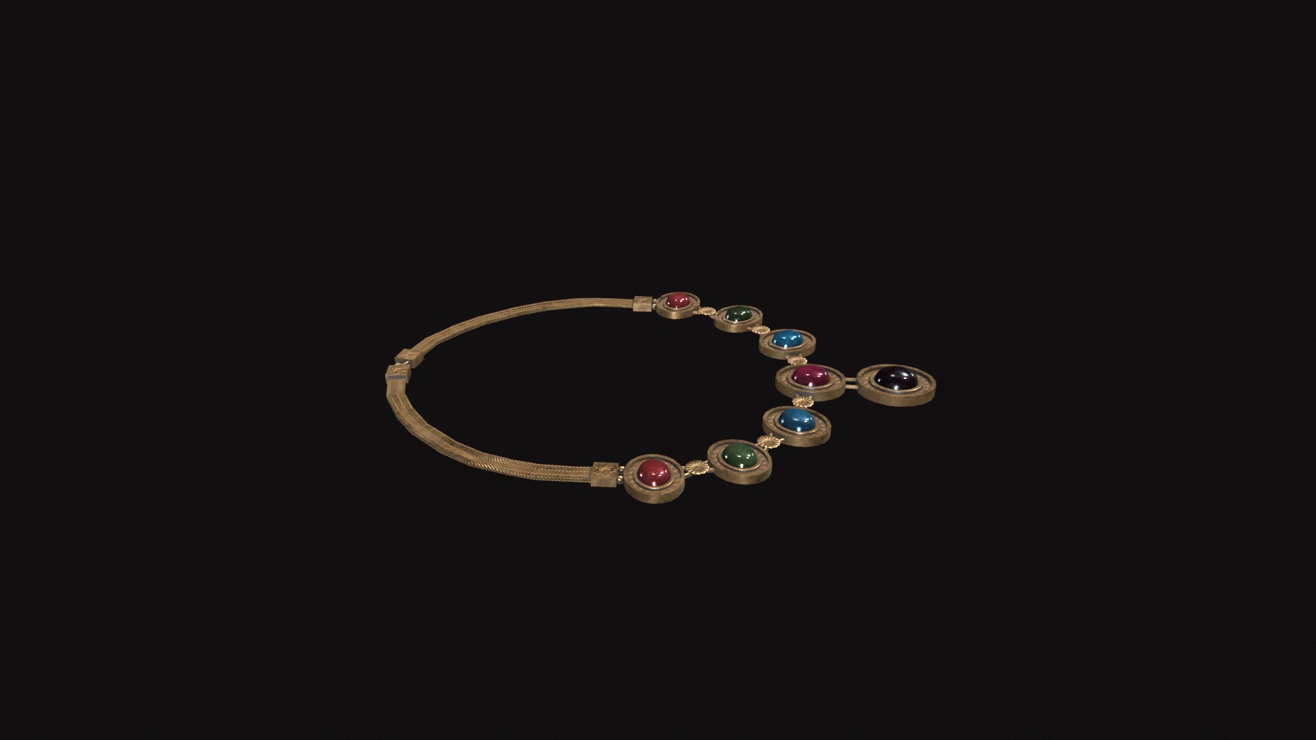 Medieval Necklace V02 Low-poly 3D model_5