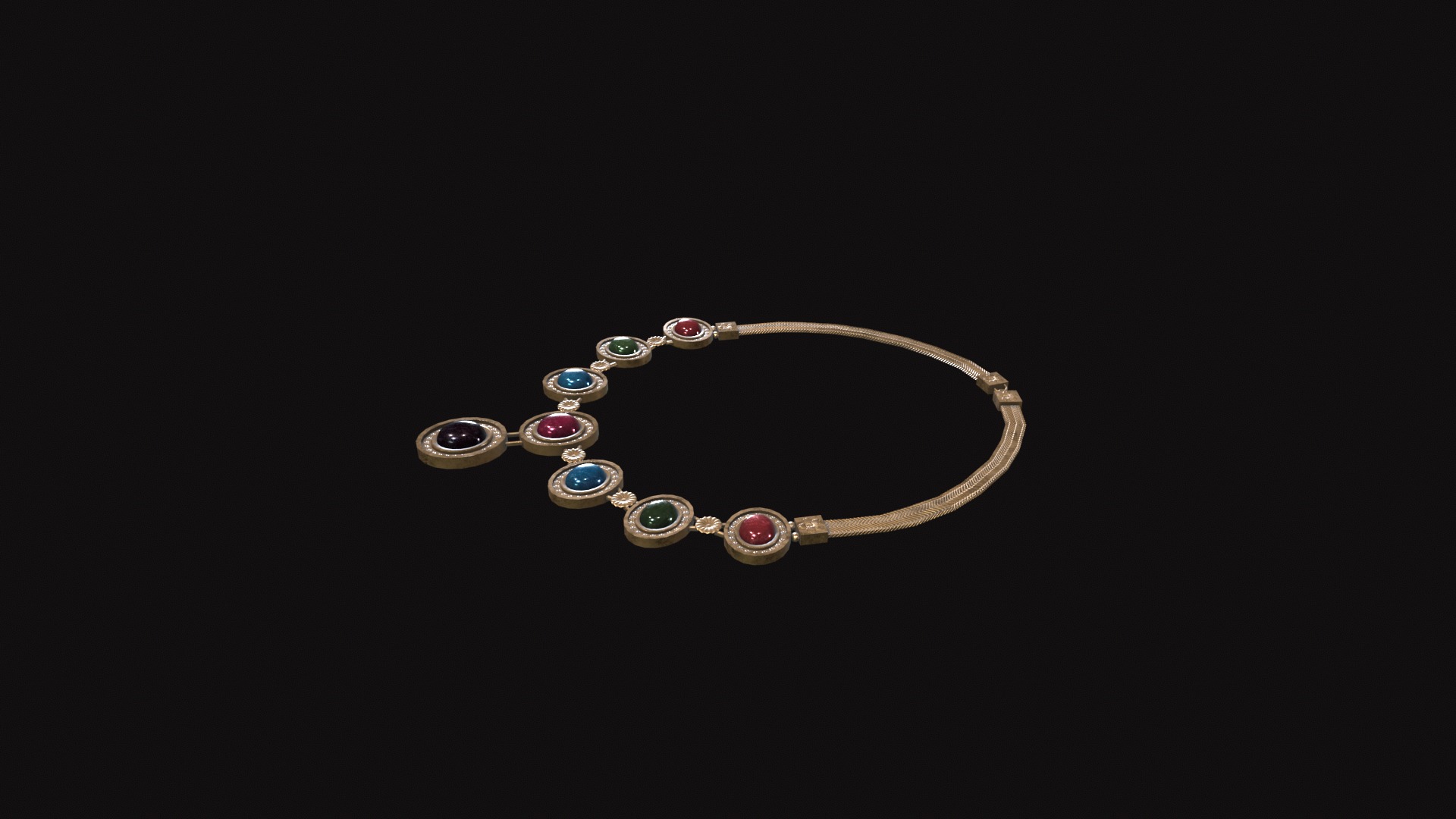 Medieval Necklace V02 Low-poly 3D model_6