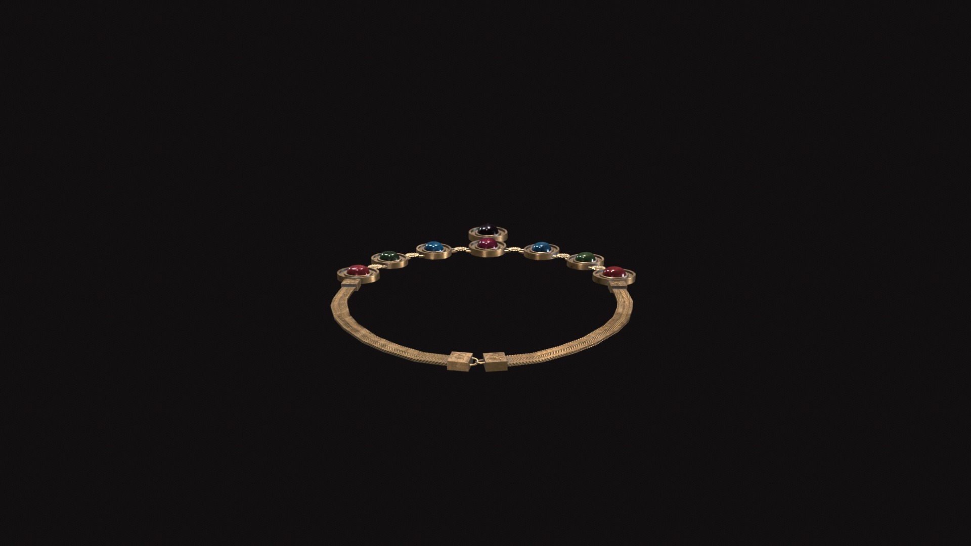 Medieval Necklace V02 Low-poly 3D model_3