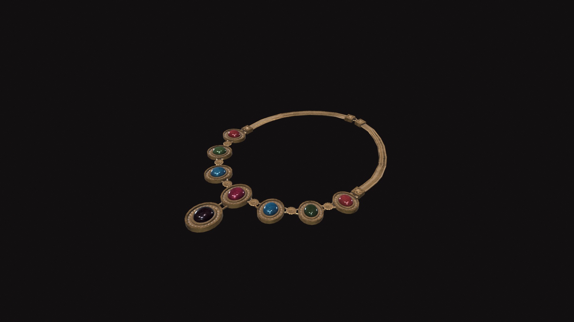 Medieval Necklace V02 Low-poly 3D model_2