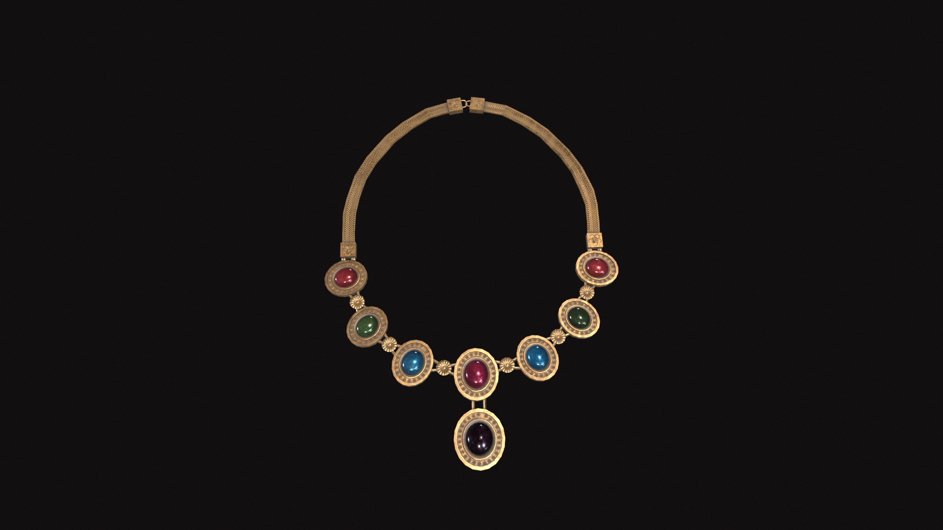 Medieval Necklace V02 Low-poly 3D model_7