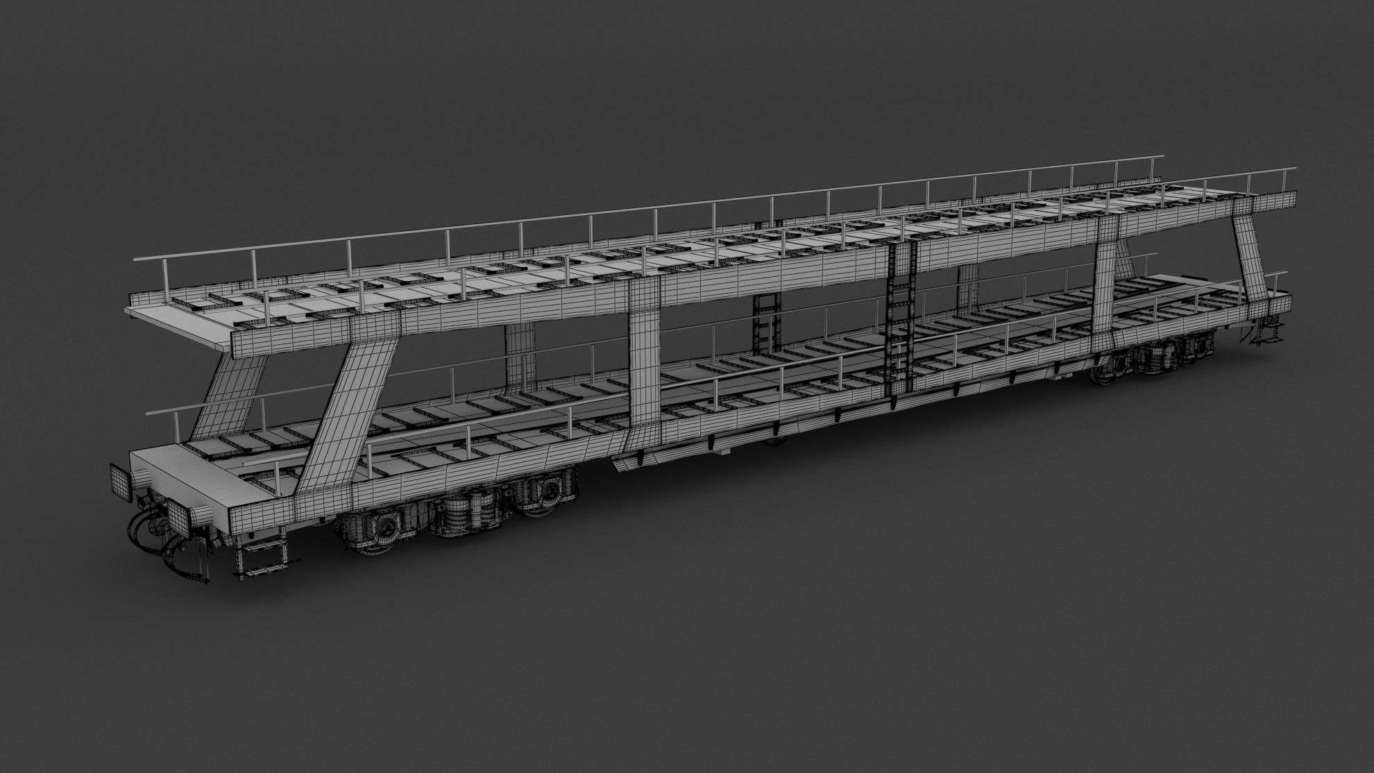 Autorack Car Transporter and Tesla Y 3D model_10