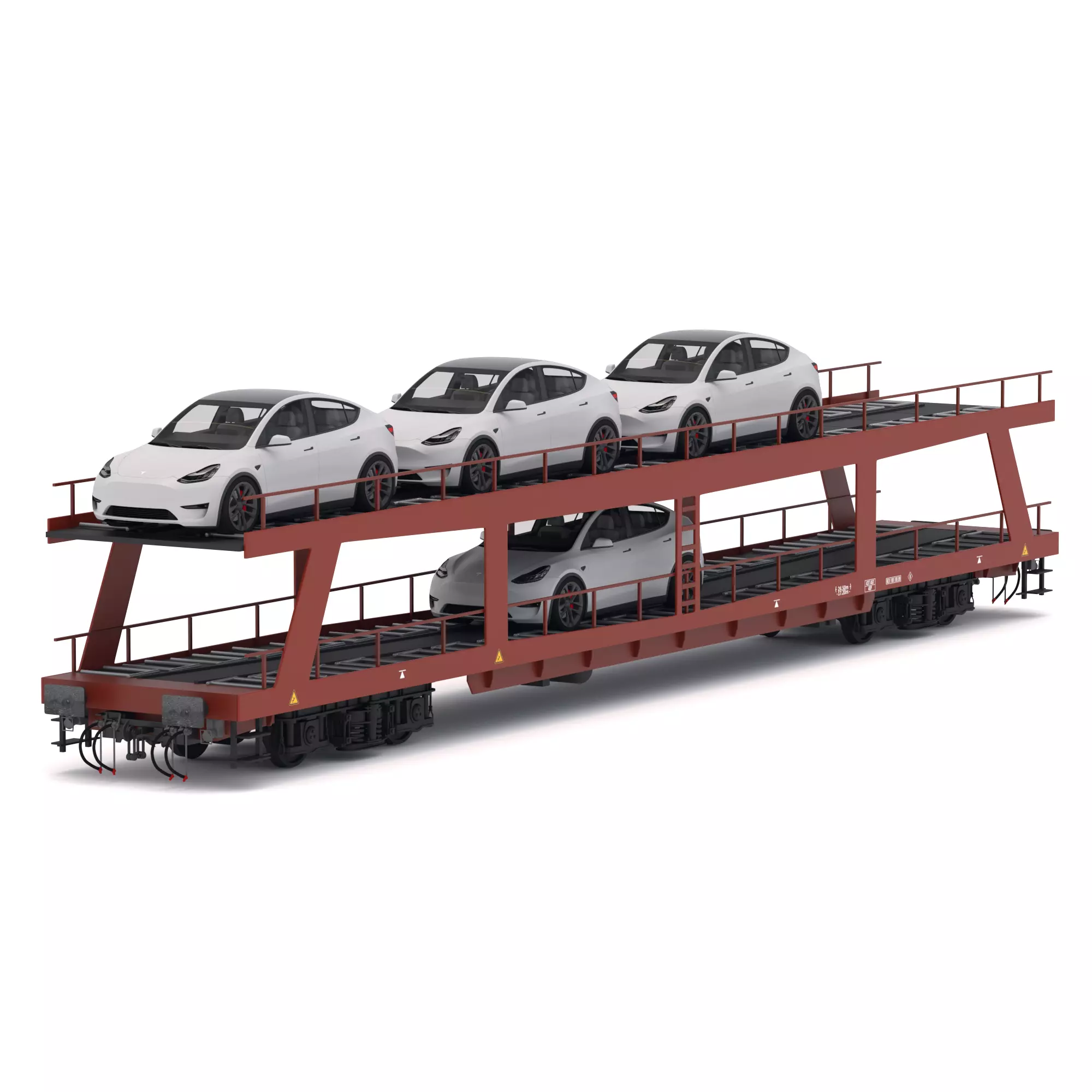 Autorack Car Transporter and Tesla Y 3D model_0
