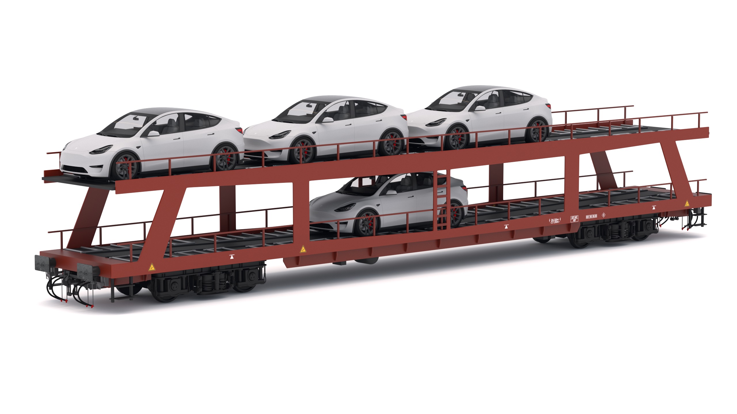 Autorack Car Transporter and Tesla Y 3D model_1