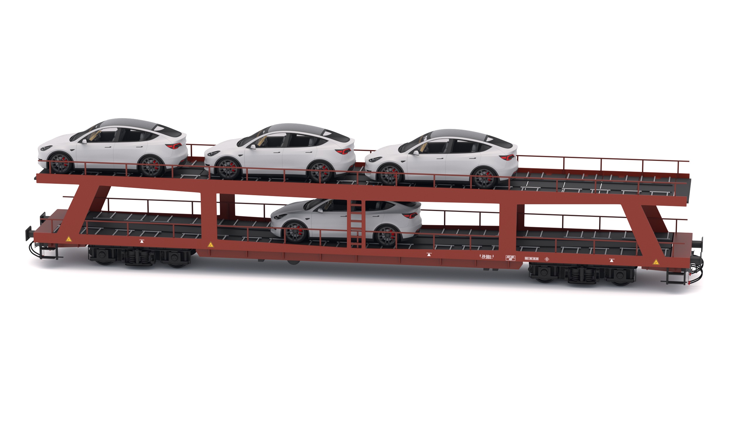 Autorack Car Transporter and Tesla Y 3D model_3