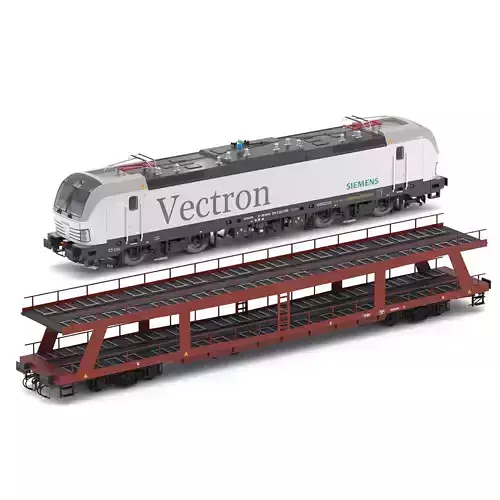 Autorack Train and Siemens Vectron Locomotive