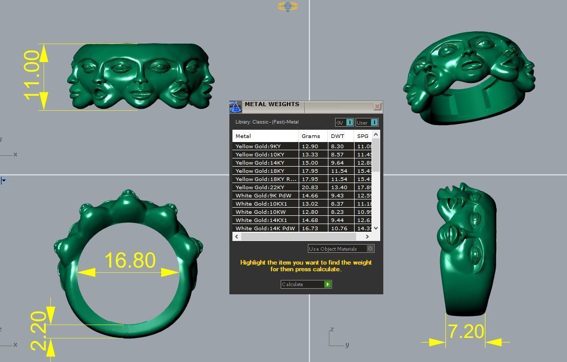 MULTI  FACE RING 3D print model_1