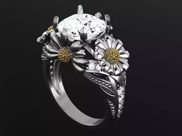 Two tone round stone and flowers 4931