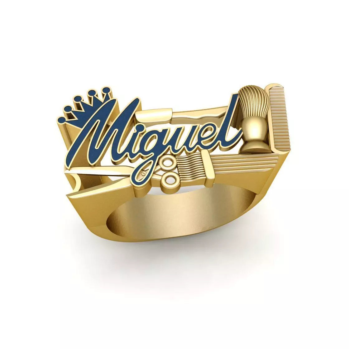 name ring with barber tools 3D print model