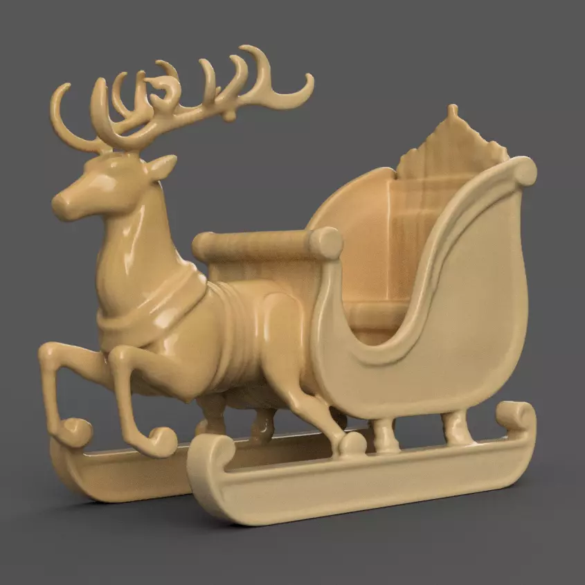 Santa Sleigh Christmas Decorations planter - vase - garden 5 3D print model_0