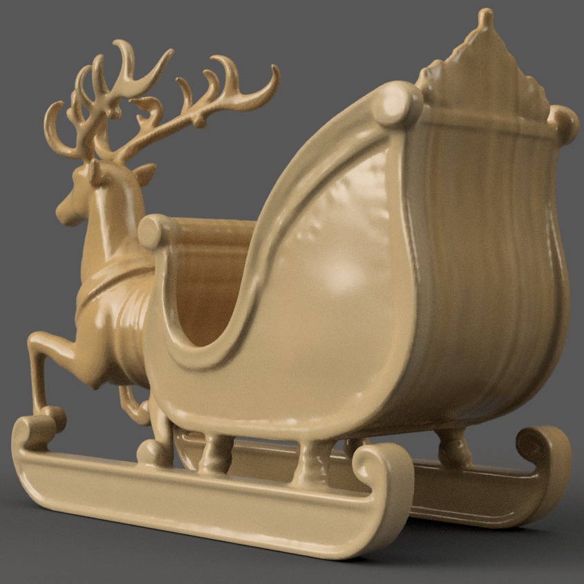 Santa Sleigh Christmas Decorations planter - vase - garden 5 3D print model_2