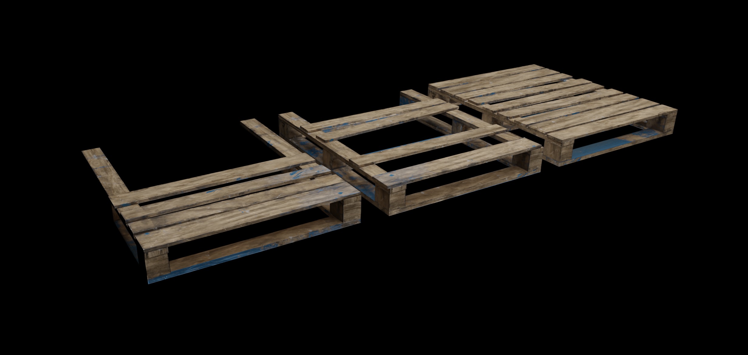 Free Wooden Pallets one full and two broken Free low-poly 3D model_8