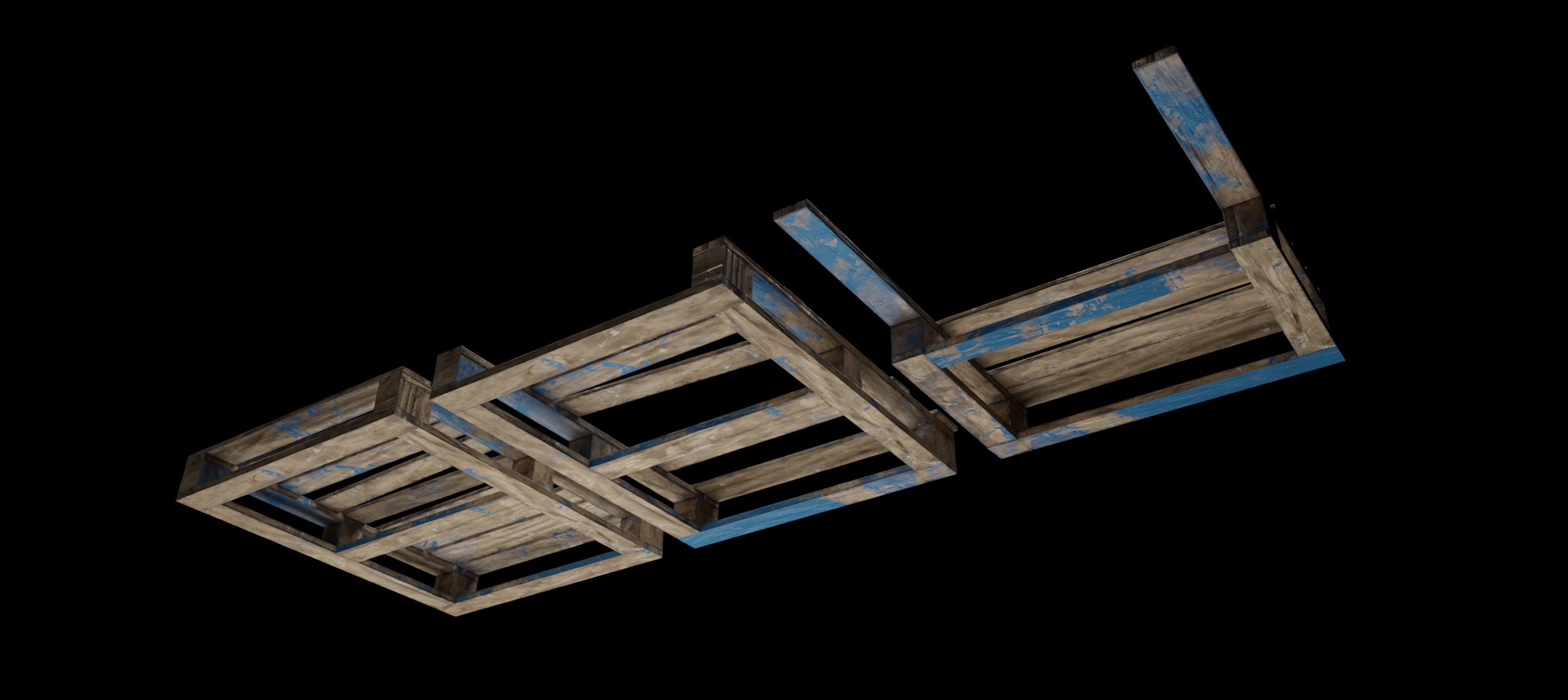 Free Wooden Pallets one full and two broken Free low-poly 3D model_7