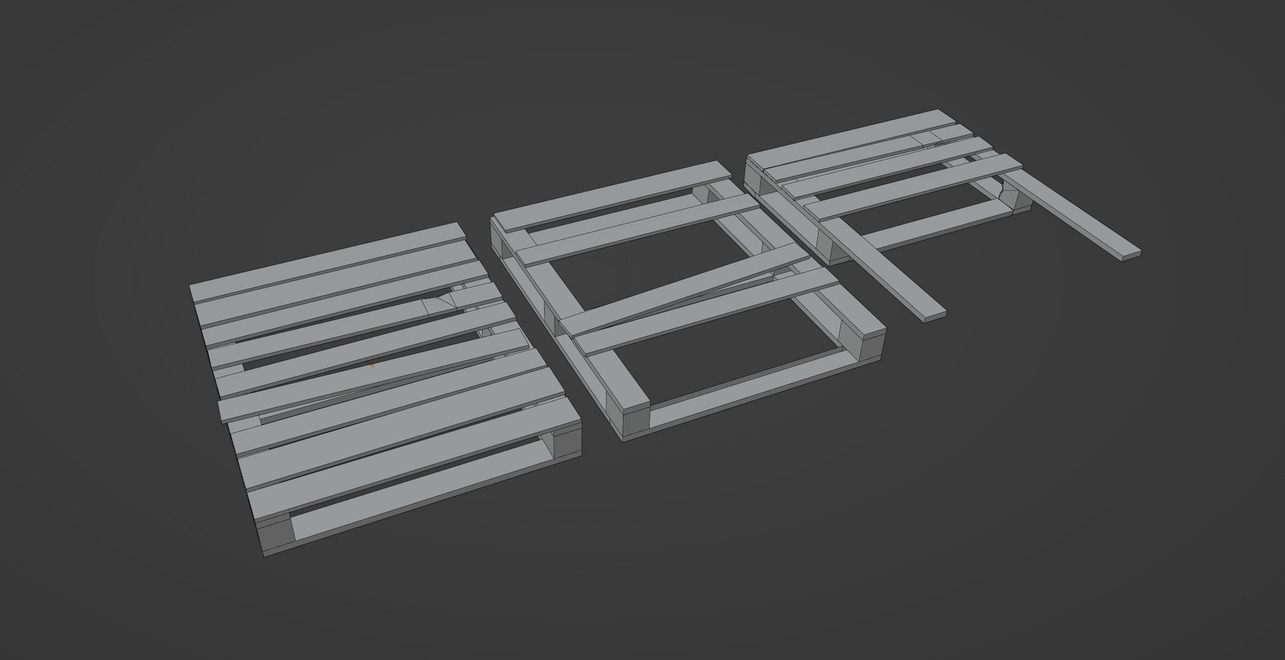 Free Wooden Pallets one full and two broken Free low-poly 3D model_12