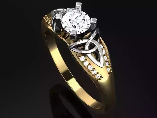 Ring with round stone peg head and engravings 4934