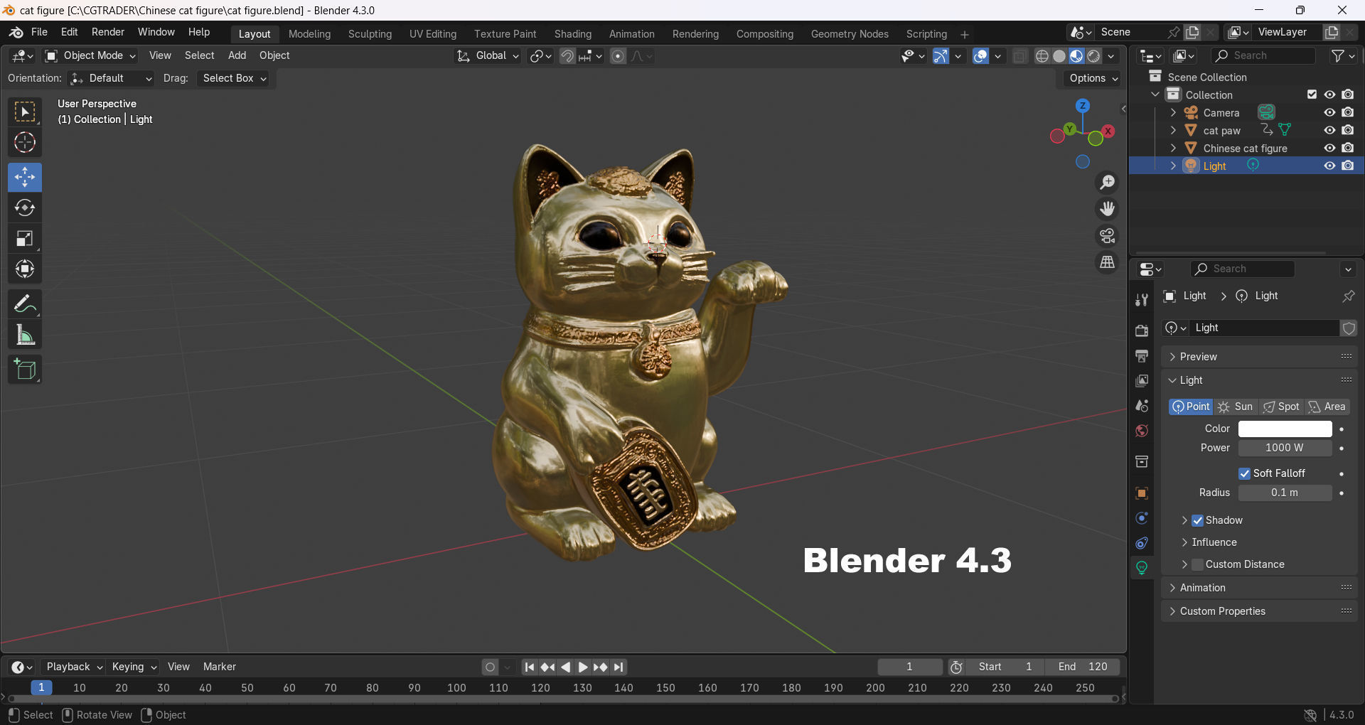 Chinese cat figure Low-poly 3D model_11