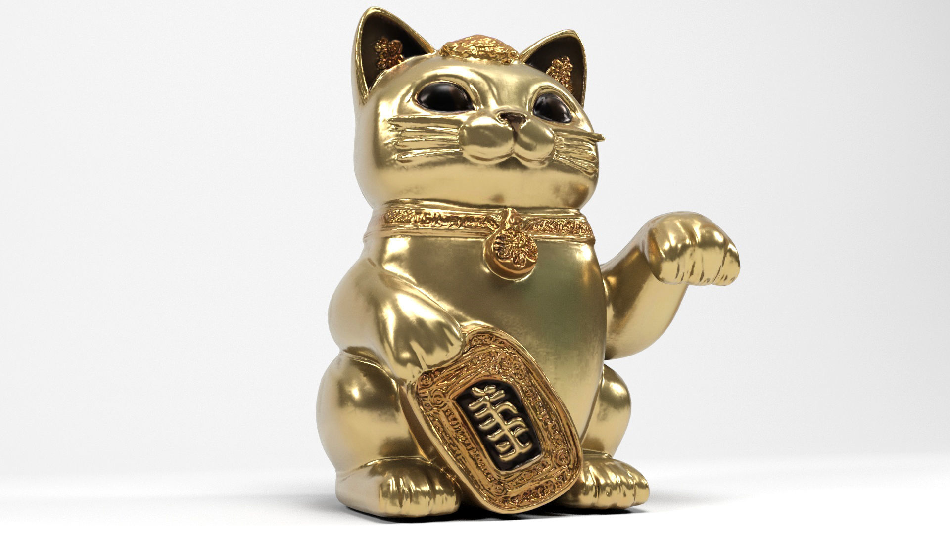 Chinese cat figure Low-poly 3D model_6