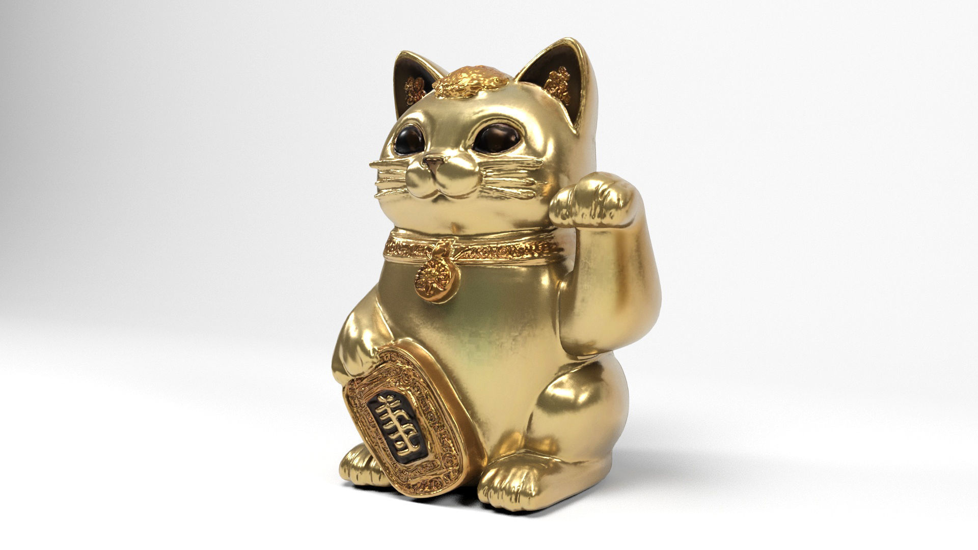 Chinese cat figure Low-poly 3D model_1