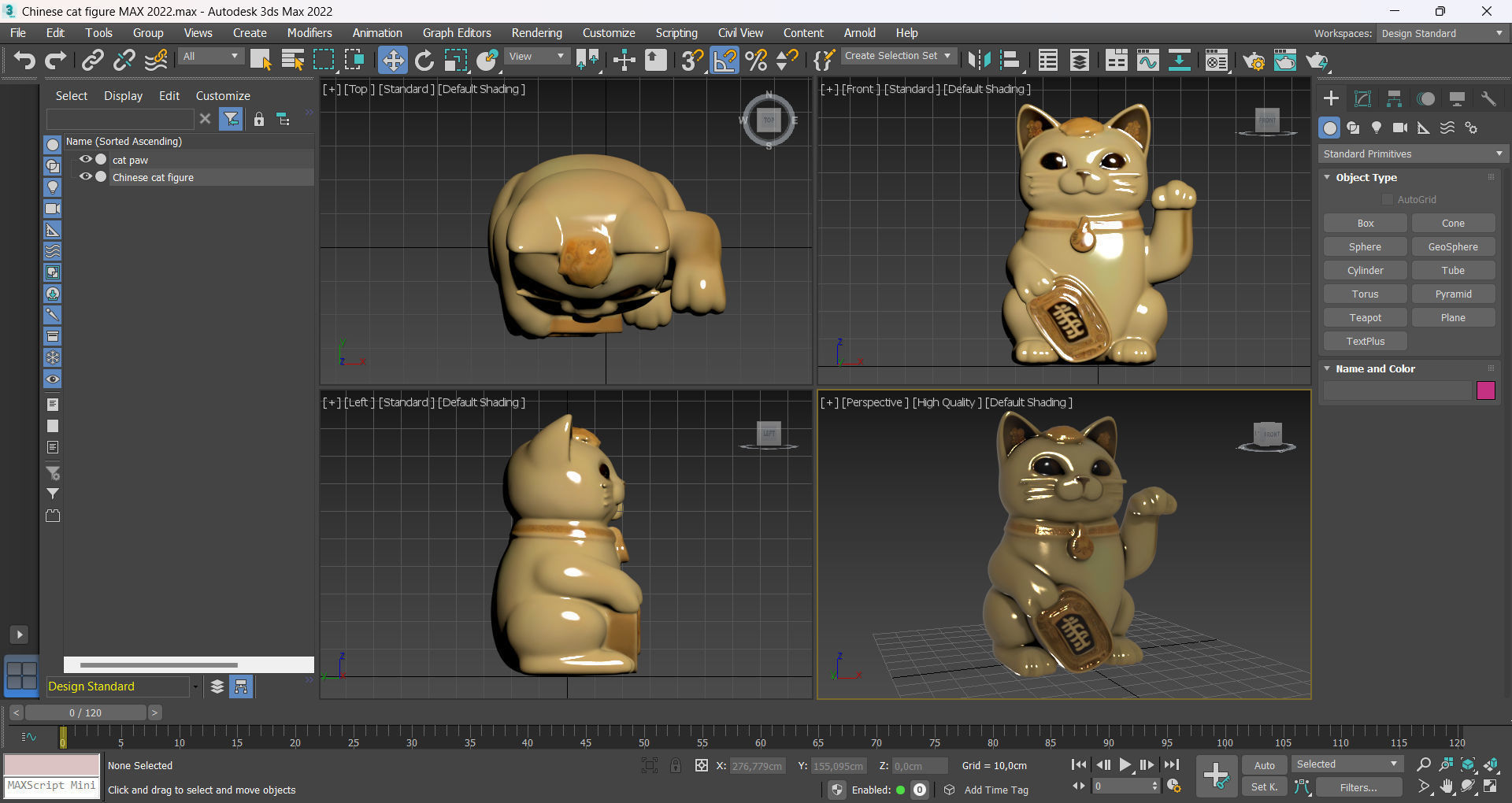 Chinese cat figure Low-poly 3D model_8