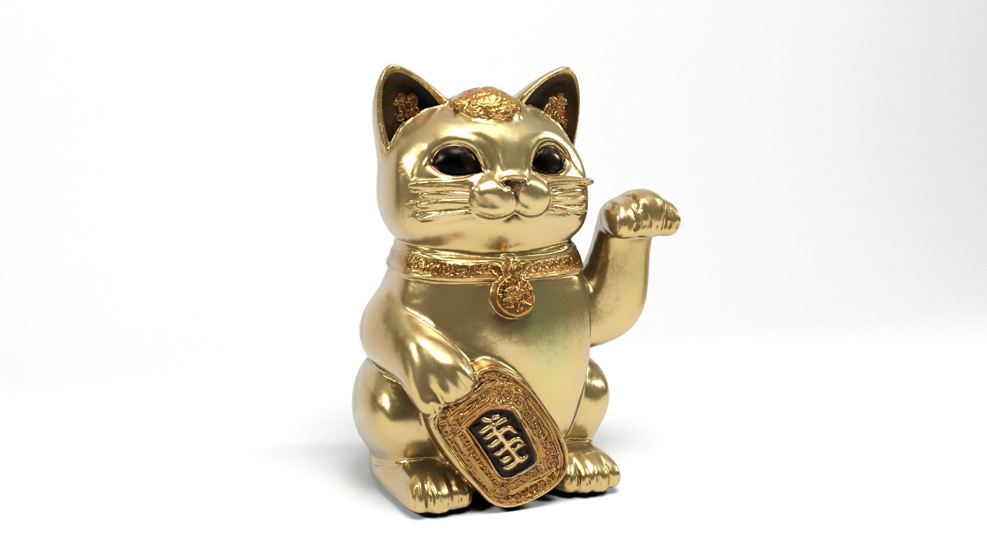 Chinese cat figure Low-poly 3D model_2
