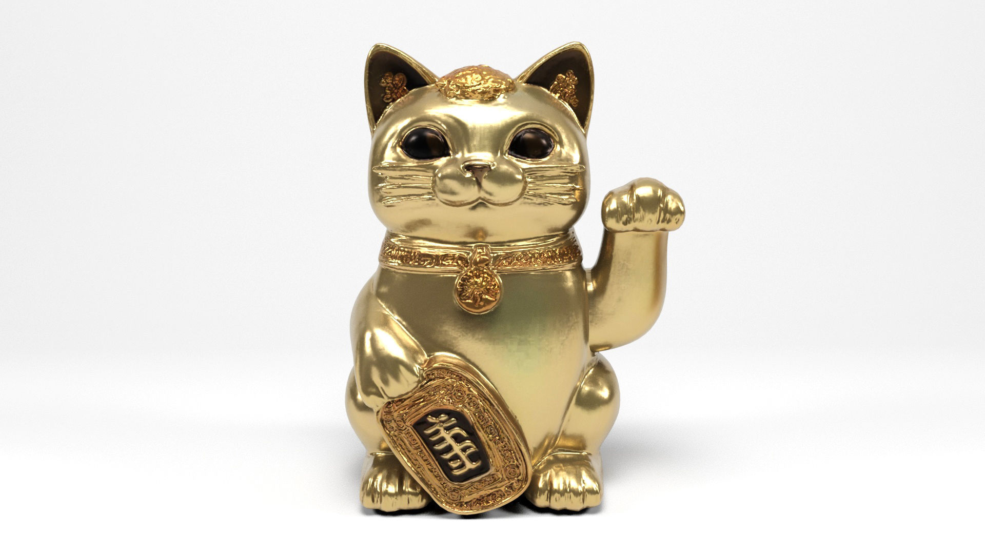 Chinese cat figure Low-poly 3D model_4