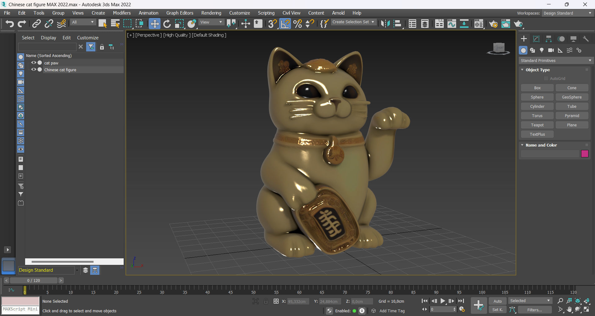 Chinese cat figure Low-poly 3D model_9