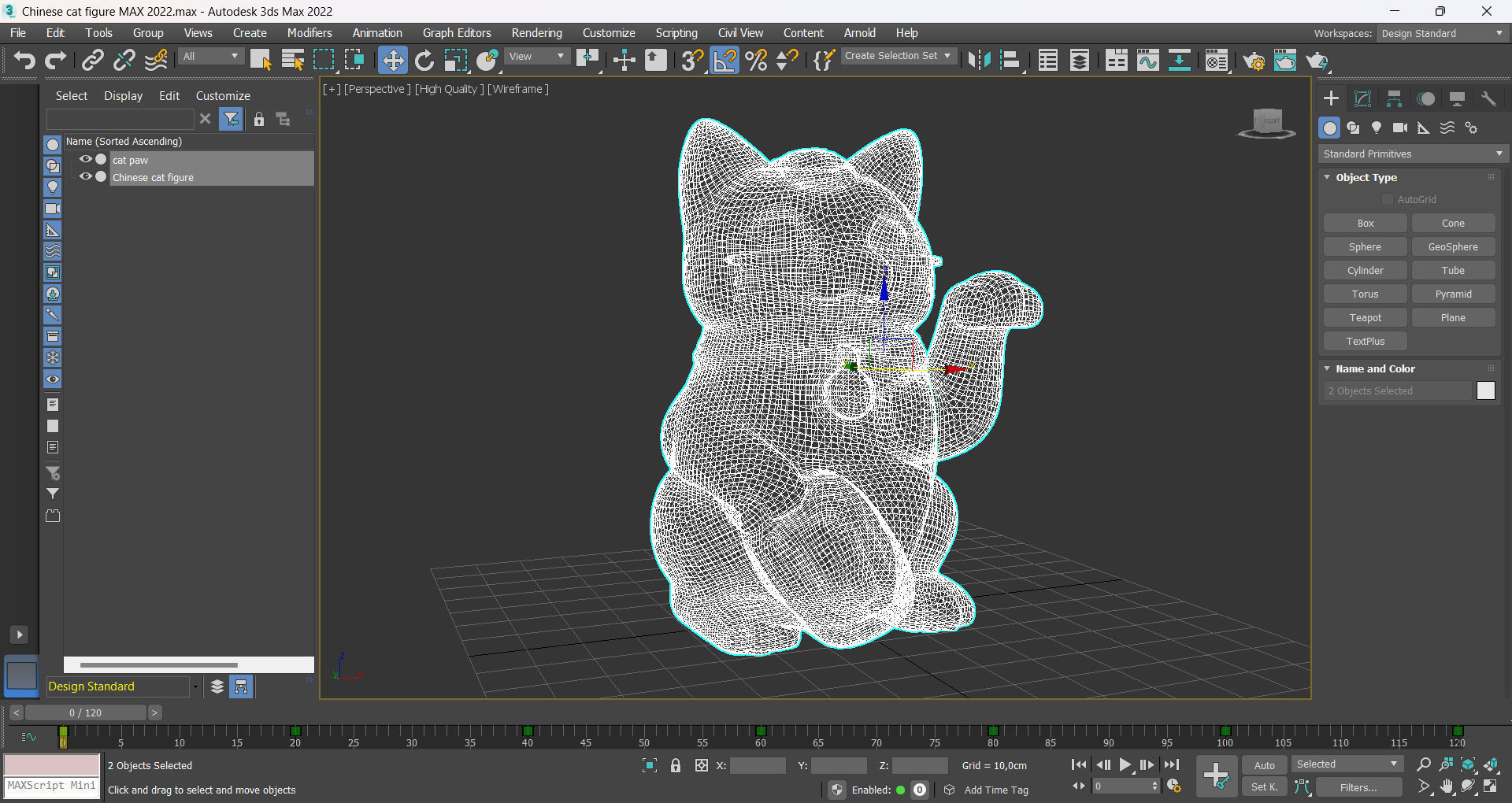 Chinese cat figure Low-poly 3D model_10