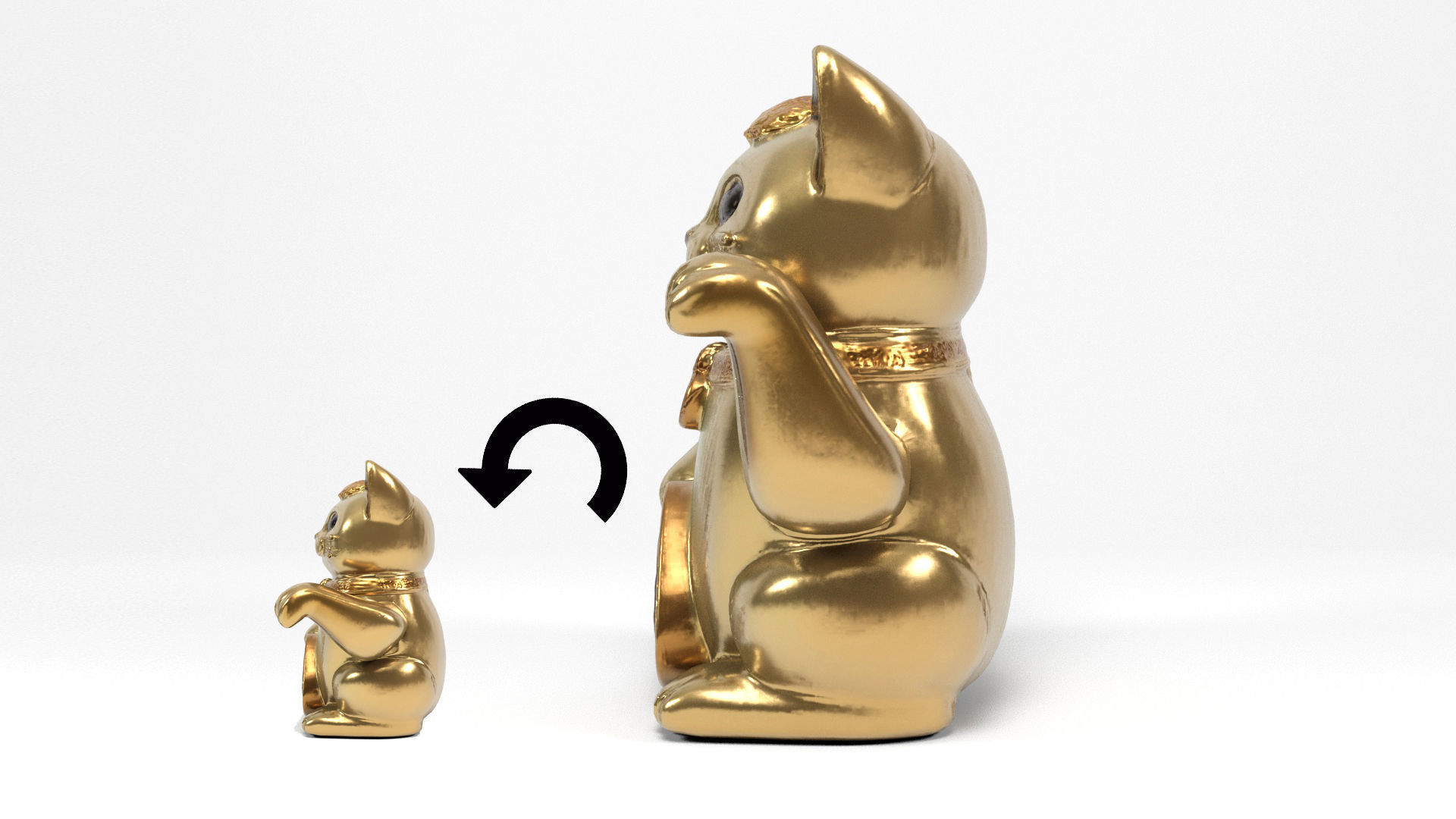 Chinese cat figure Low-poly 3D model_3