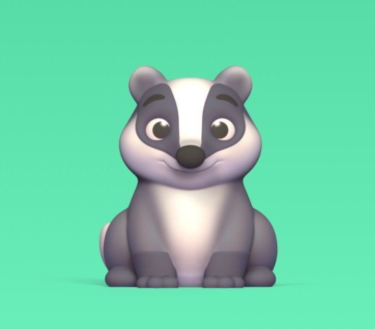 Cartoon Badger 3D print model_1