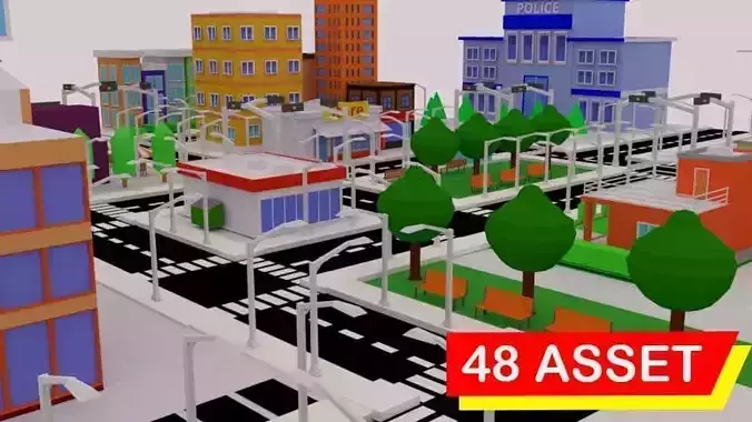 implePoly Urban - Low Poly Assets Low poly 3D Models Low-poly 3D model