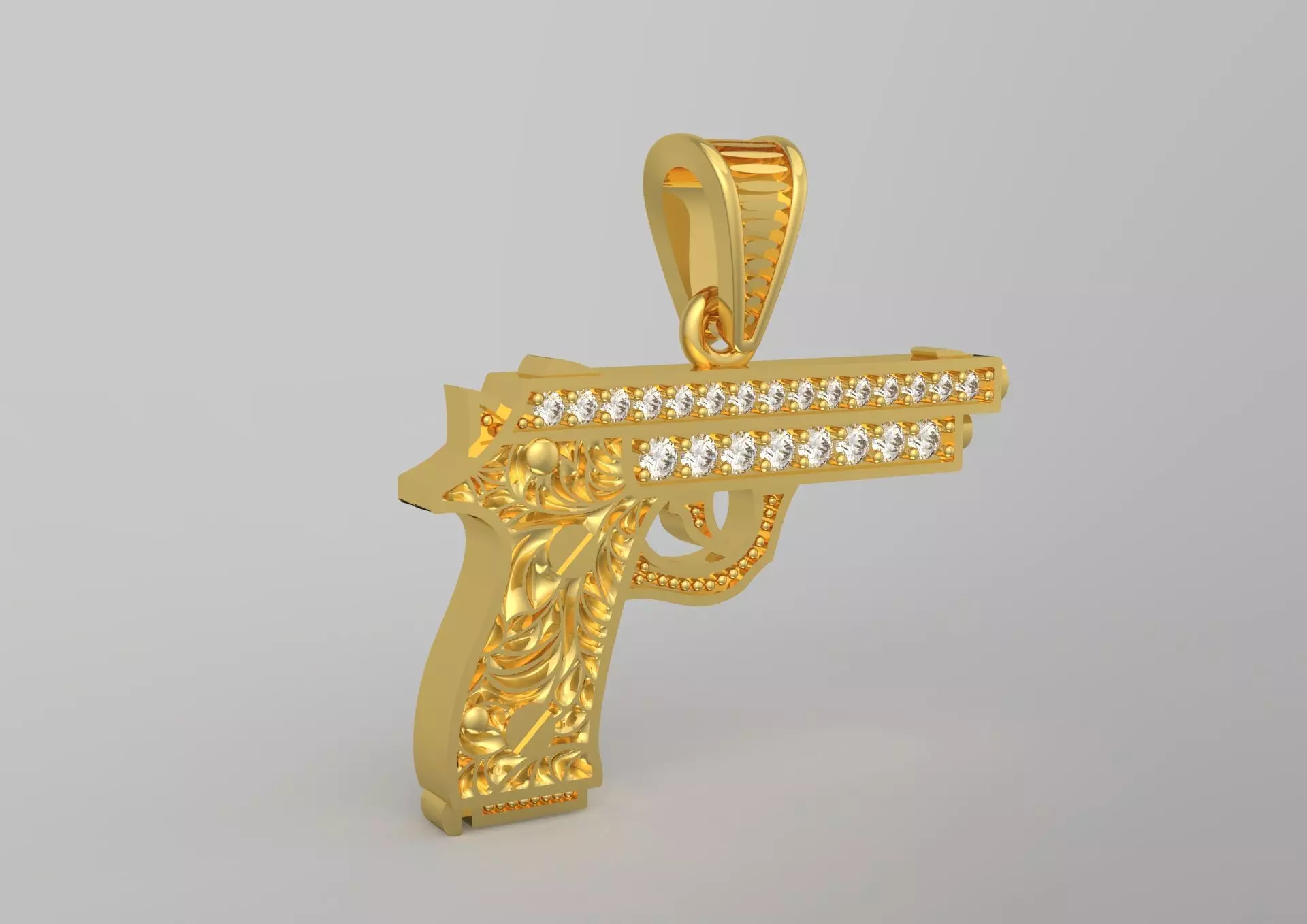 gold gun pendant jp0238 3D print model