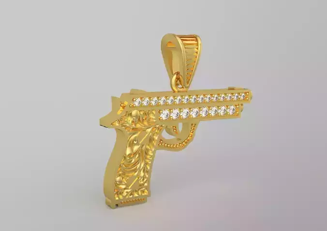 gold gun pendant jp0238