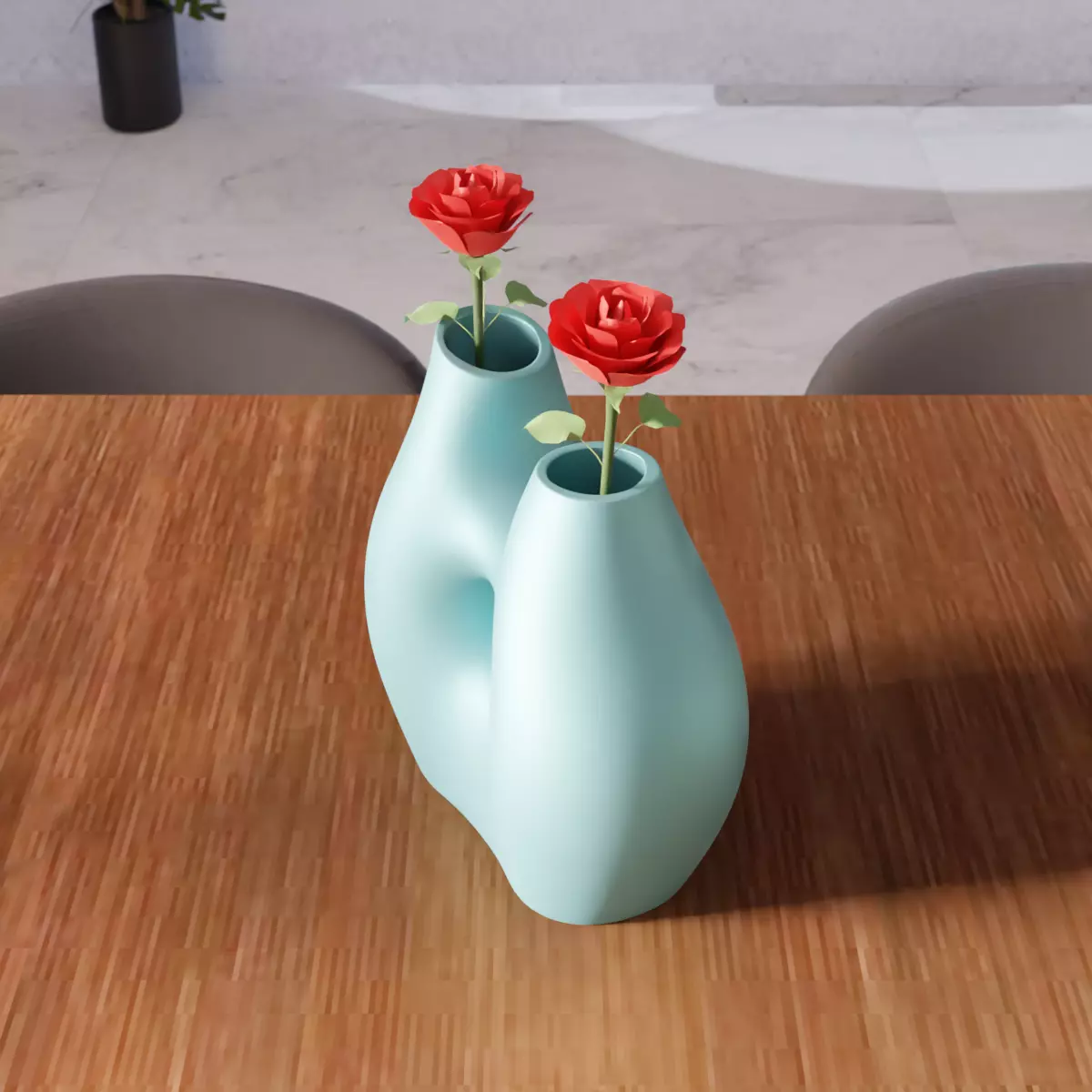 Modern Flower Vase - 360 3D print model_2