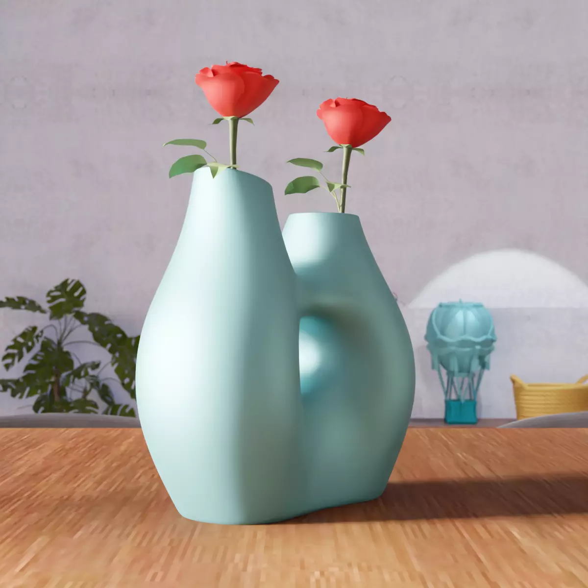 Modern Flower Vase - 360 3D print model_1