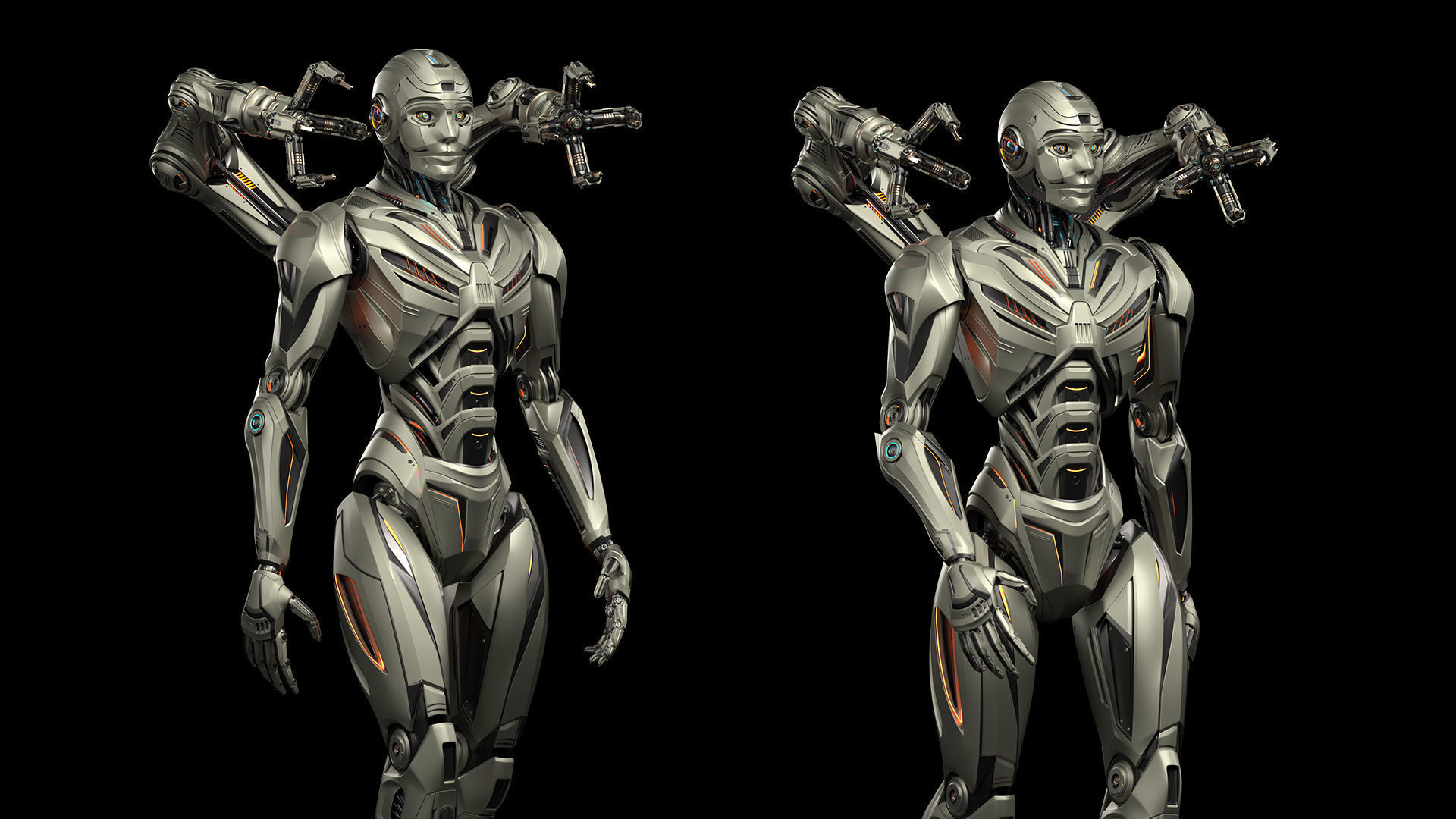 Futuristic Sci Fi Robots - Rigged 3D Model Collection_2