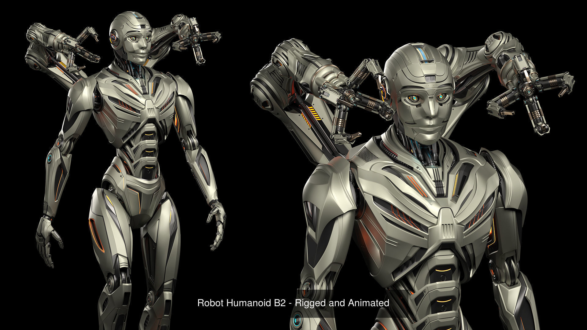Futuristic Sci Fi Robots - Rigged 3D Model Collection_1