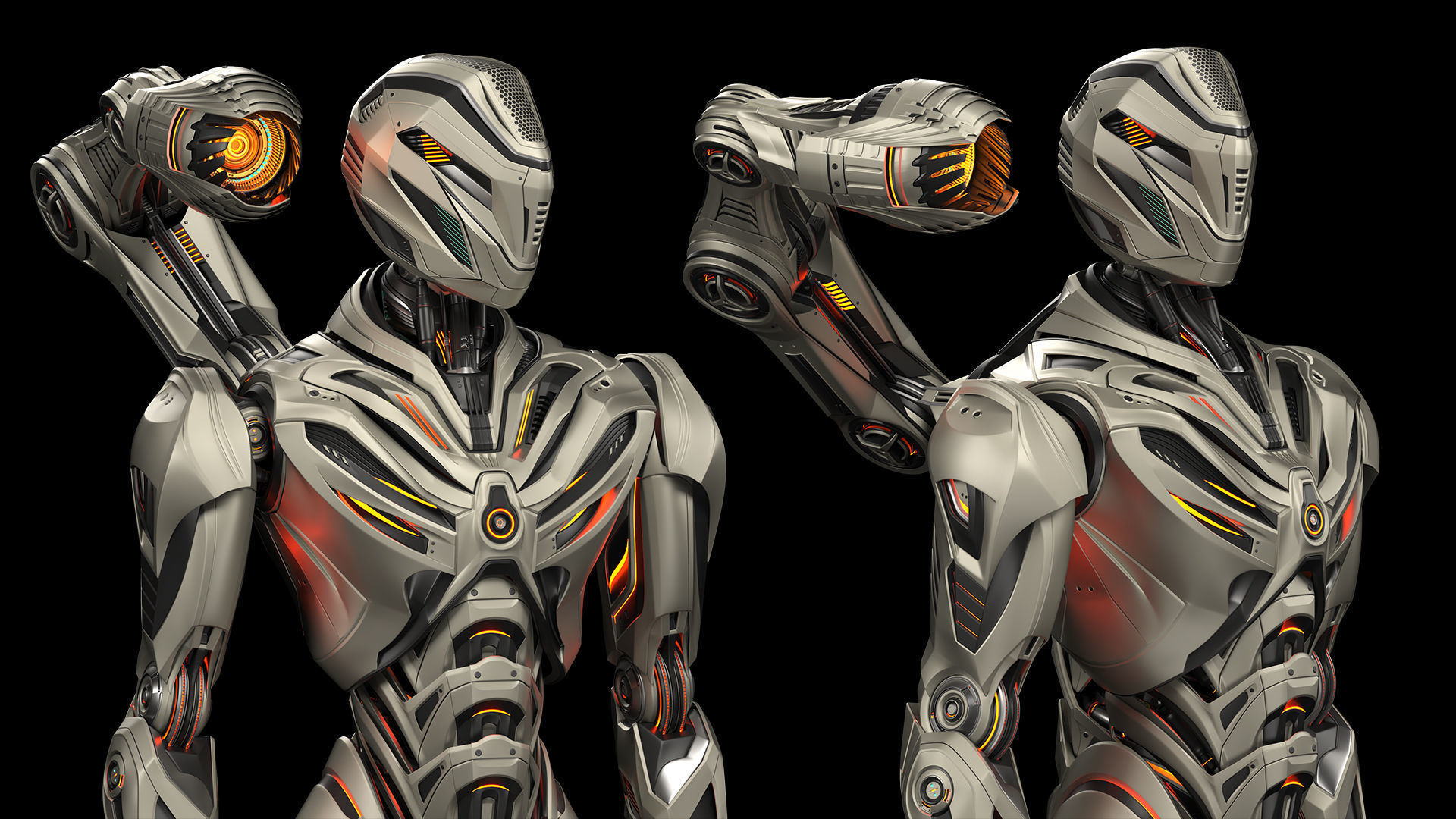 Futuristic Sci Fi Robots - Rigged 3D Model Collection_10