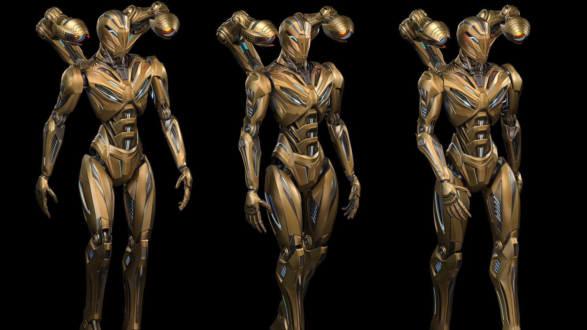 Futuristic Sci Fi Robots - Rigged 3D Model Collection_5