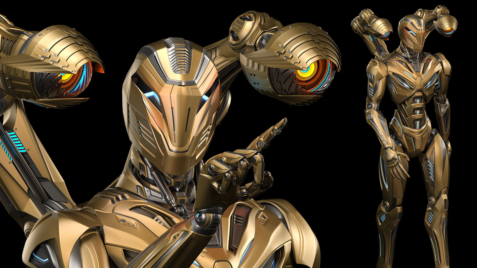 Futuristic Sci Fi Robots - Rigged 3D Model Collection_4