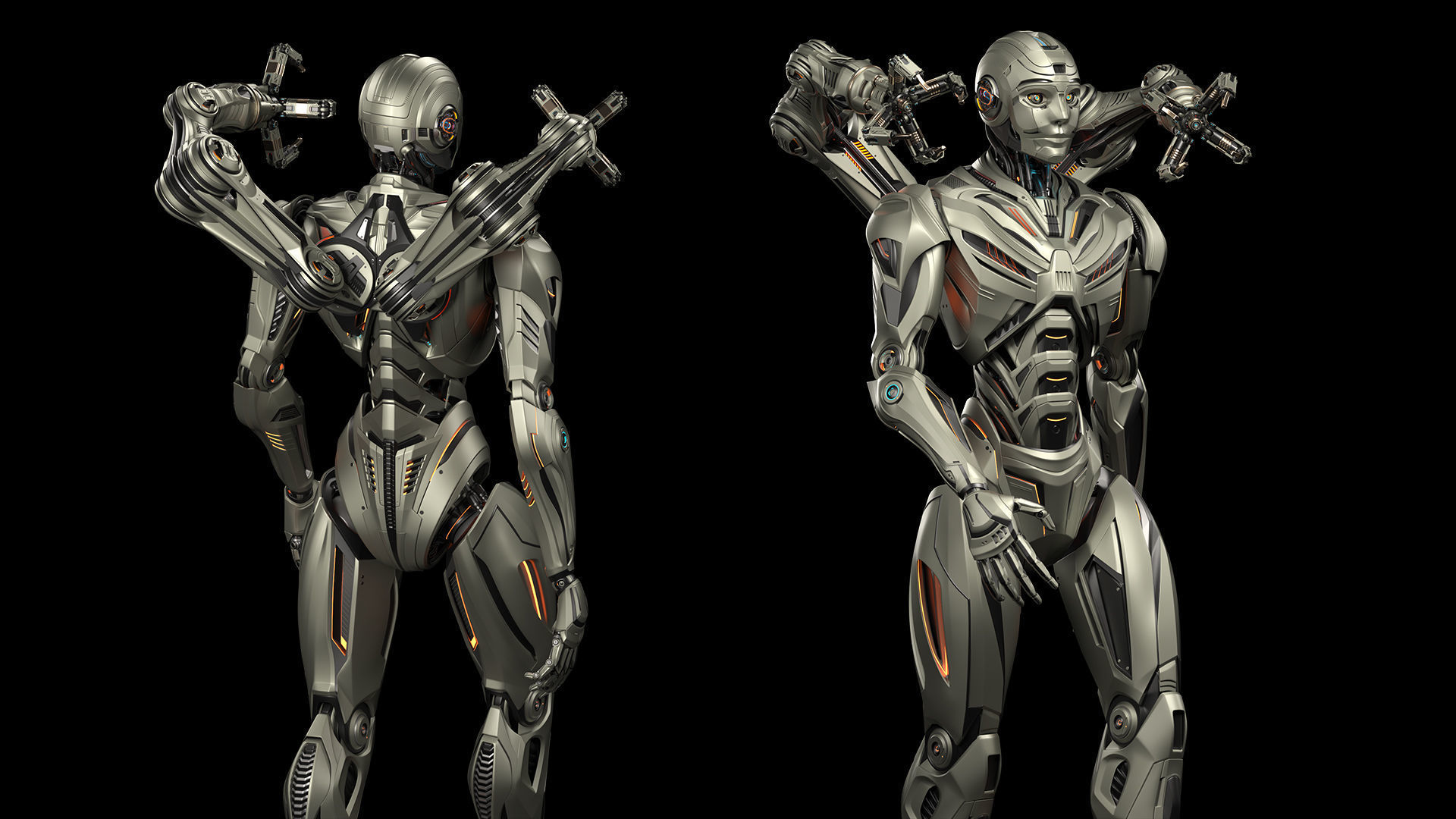 Futuristic Sci Fi Robots - Rigged 3D Model Collection_3