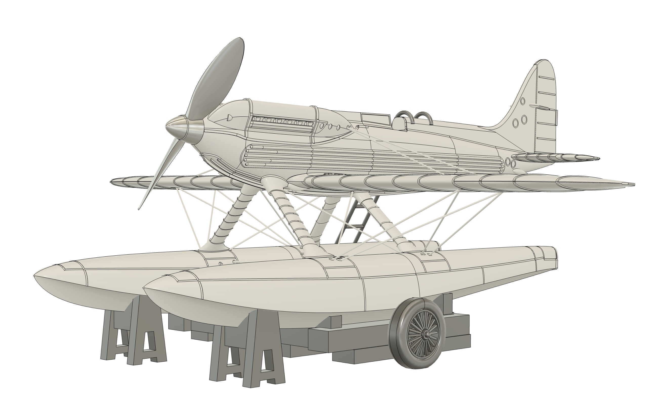 Supermarine S6B 1-144 scale 3D print model_1