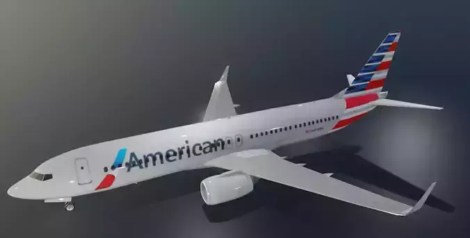 American Airlines Boeing 737-800 low poly  Low-poly 3D model