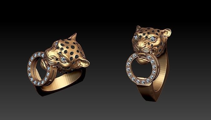 tiger face ring with enamel 3D print model