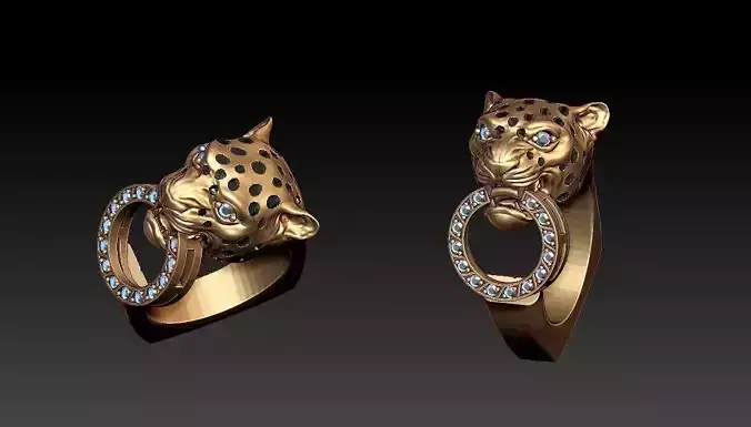 tiger face ring with enamel