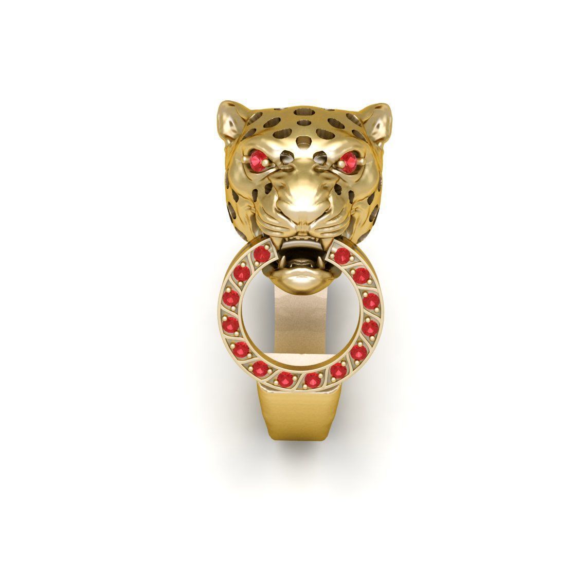 tiger face ring with enamel 3D print model_1