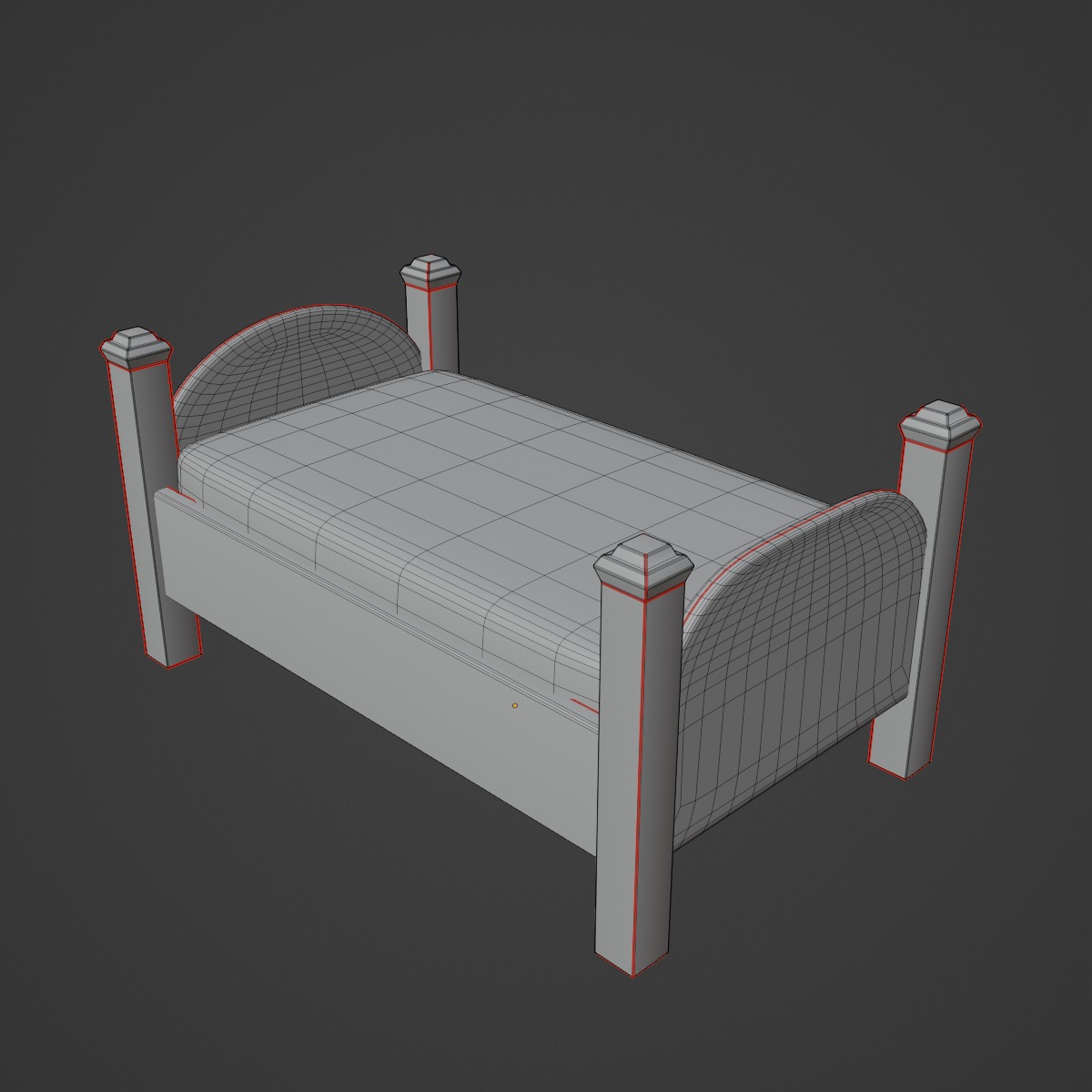 Simple Bed 01 Low-poly 3D model_9