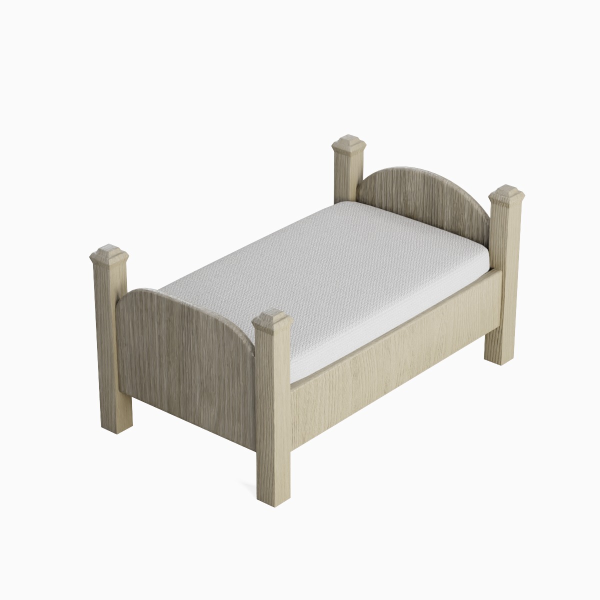 Simple Bed 01 Low-poly 3D model_5