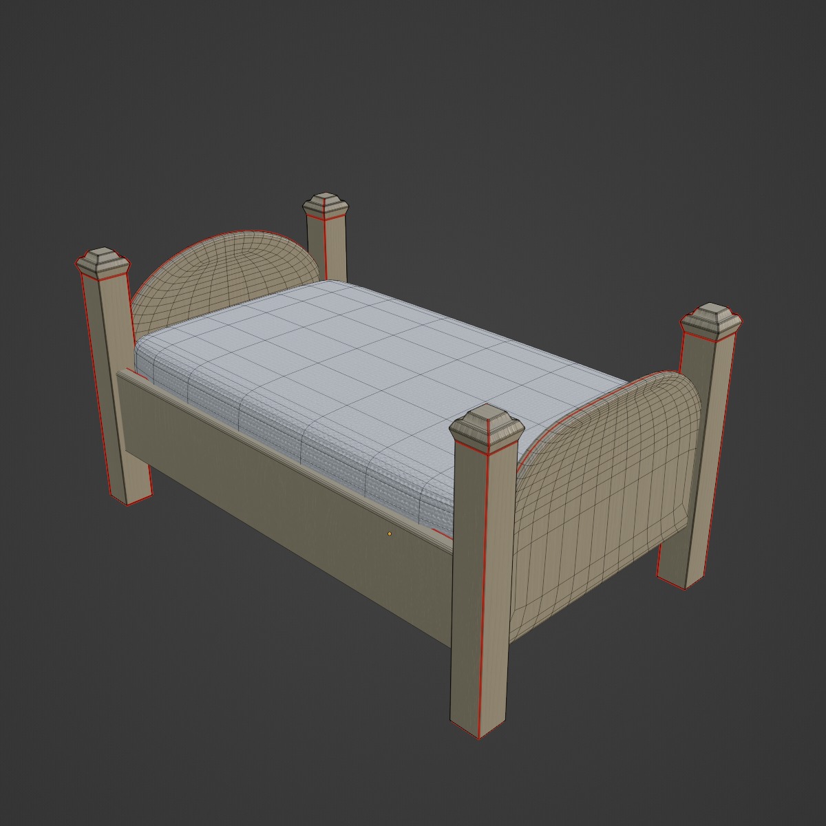 Simple Bed 01 Low-poly 3D model_7